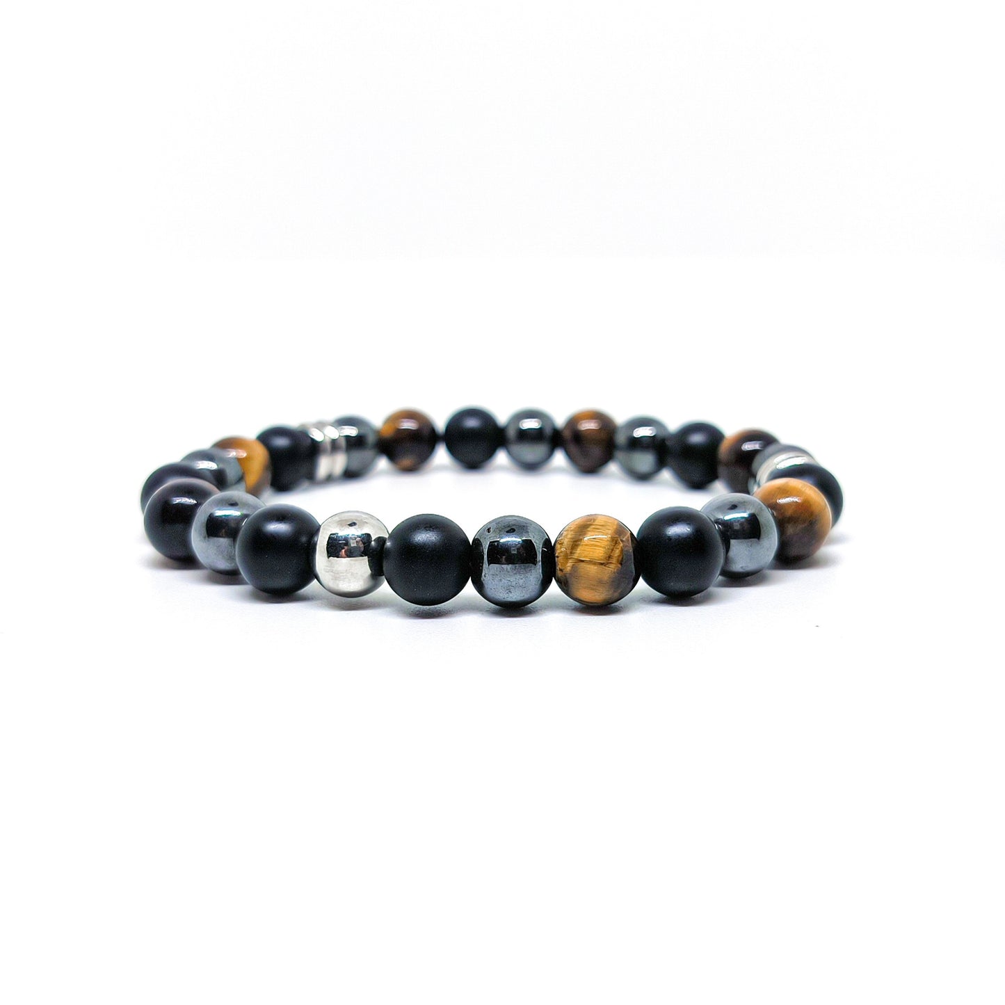 Bracelet Œil de Tigre, Hématite, Onyx