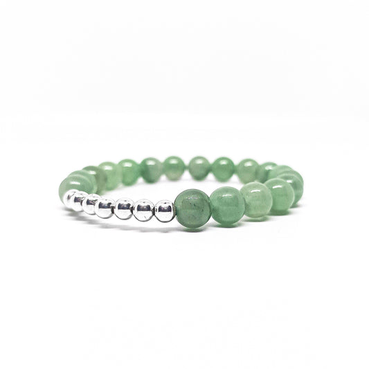 Bracelet perle Argent 925 - Aventurine verte du Brésil