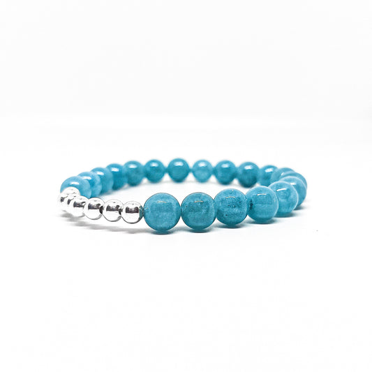 Bracelet perle Argent 925 - Quartz Bleu