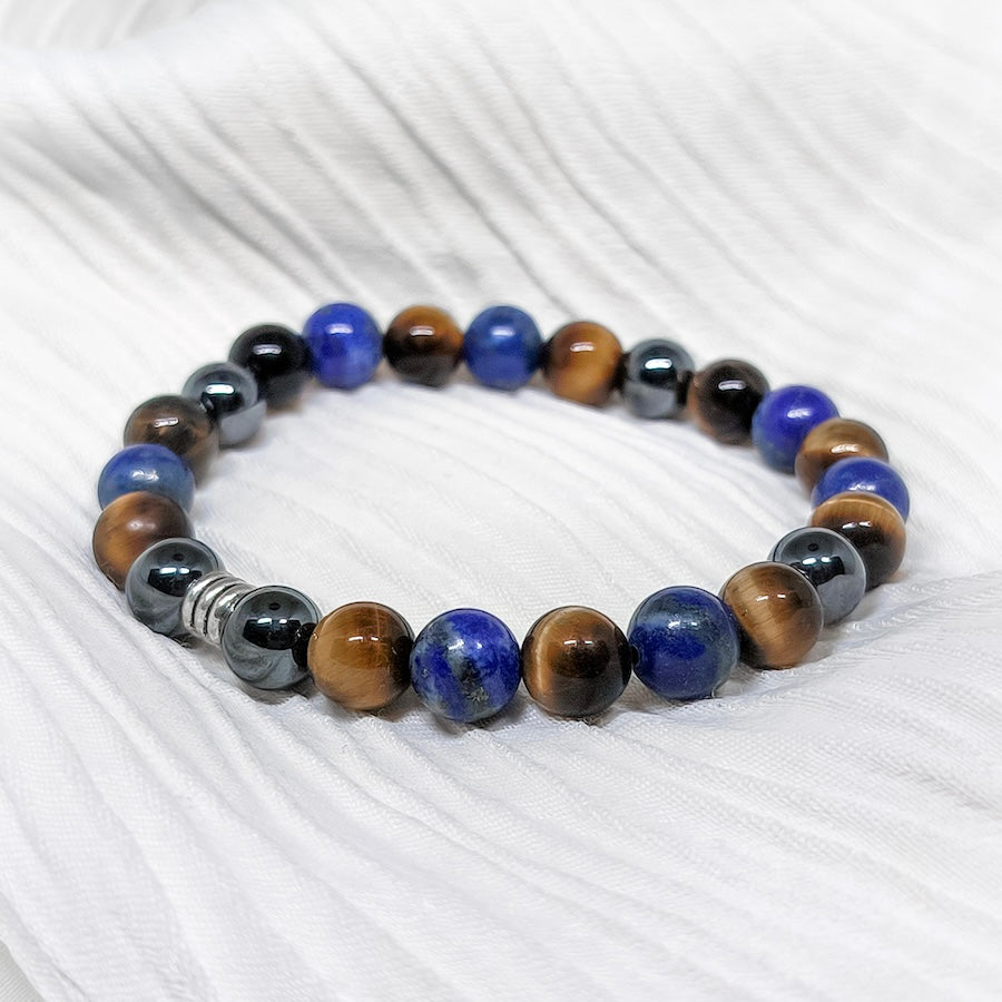 bracelet oeil de tigre et lapis lazuli