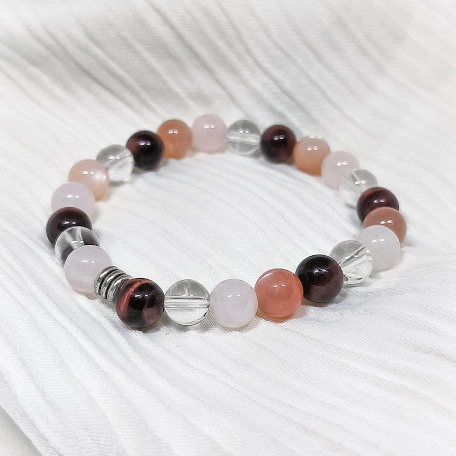 bracelet cristal de roche et quartz rose