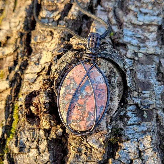 Pendentif Jaspe breshia cuivre oxydé